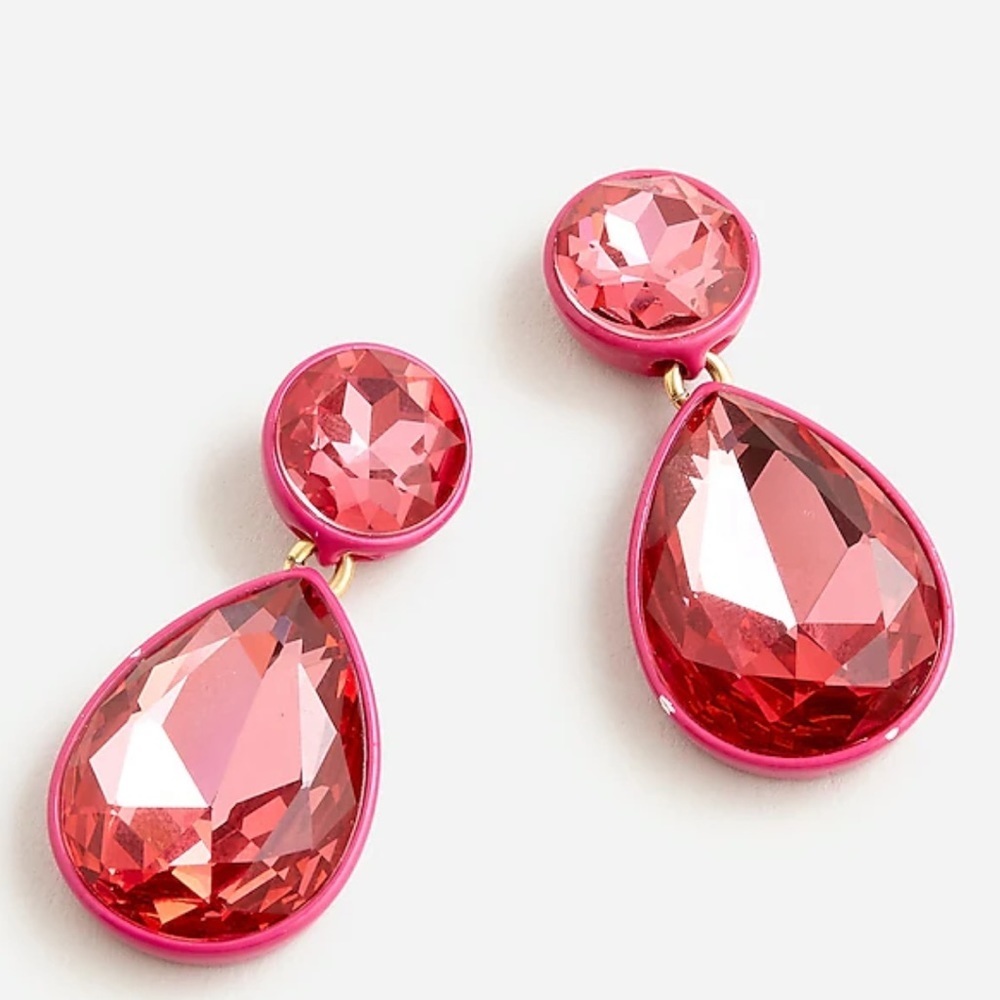 New with tags J.CREW Pink Sparkly teardrop earrings ✨ - Picture 7 of 7